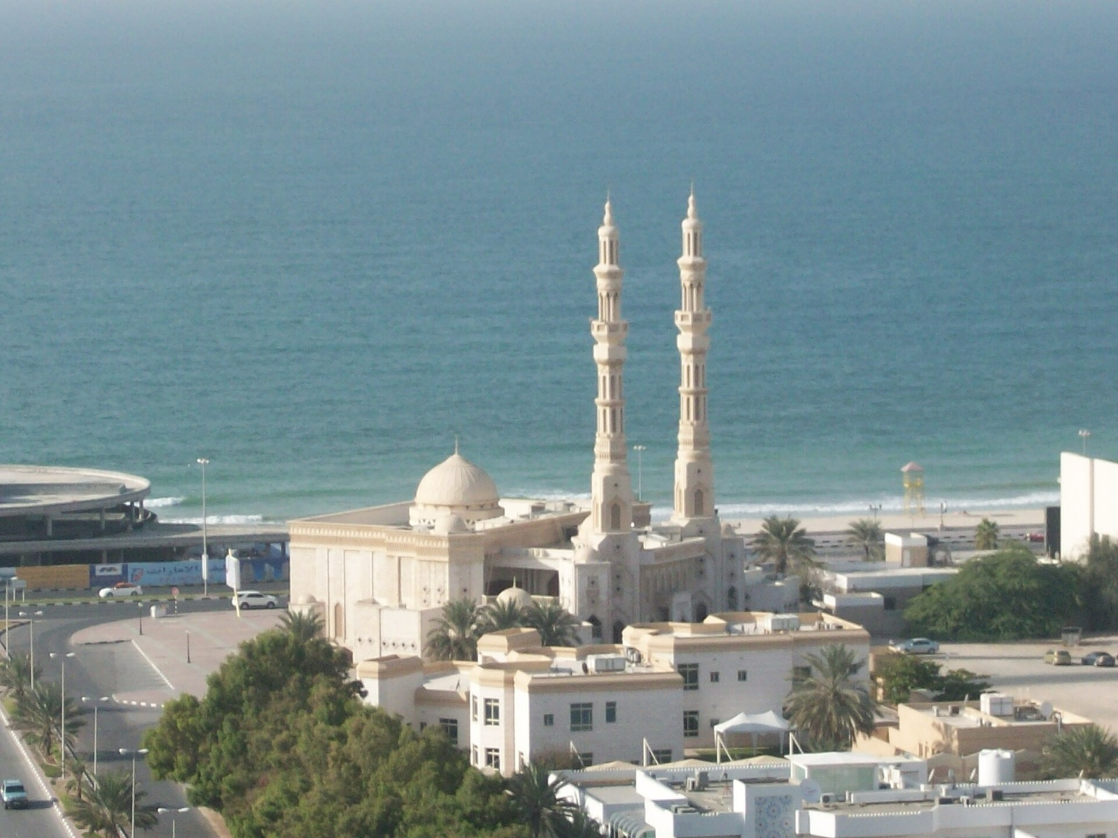 Mosque on Ajman Corniche, facing the sea