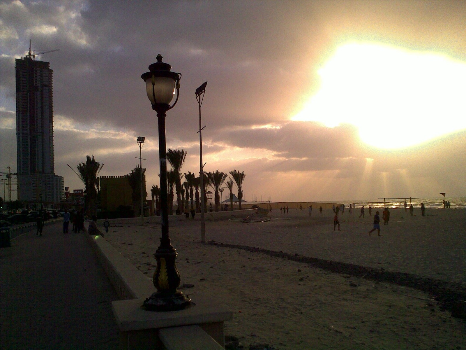 Ajman Corniche promenade at sunset